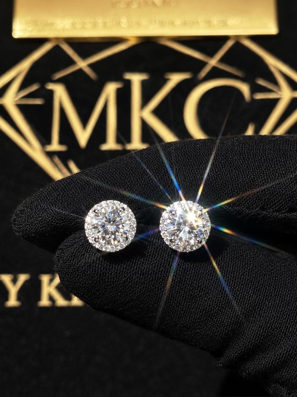 2.4 CTW 7MM Moissanite Halo Stud Earrings VVS 925 Sterling Silver Women Men